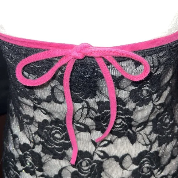 Supporting Radical Habits Black 🖤 Pink 💗 Camisole Halter Top Lace Back Med - Picture 7 of 9